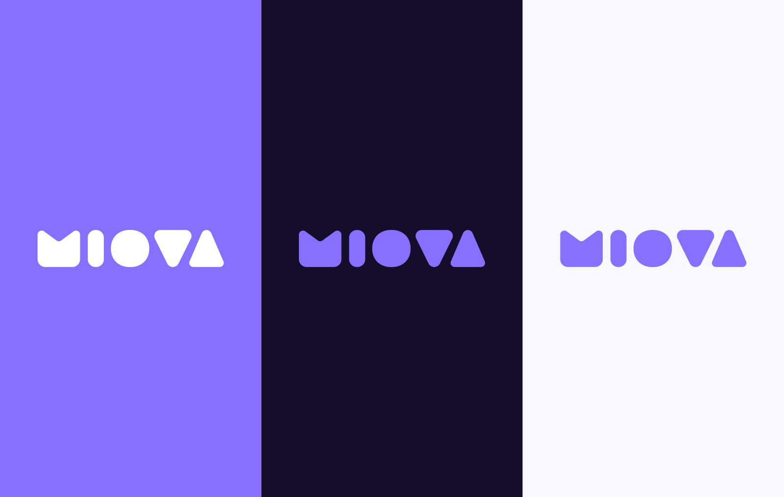 Mor, koyu ve açık zeminde logo renk varyantları