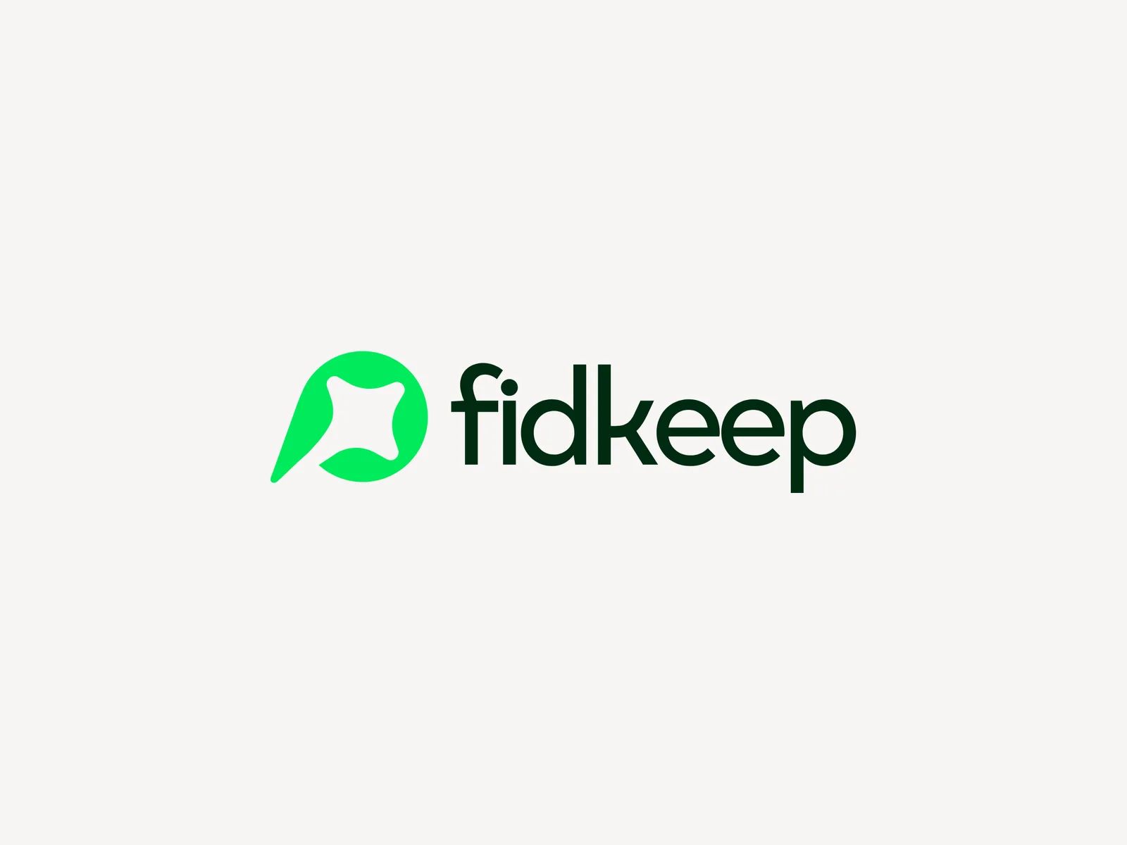 Açık zeminde yeşil sembol ve koyu yeşil yazıyla Fidkeep logosu