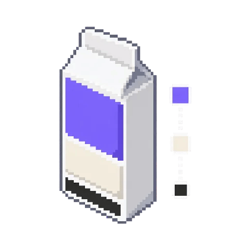 Ambalaj üzerindeki bilgi sırasını gösteren izometrik pixel art karton
